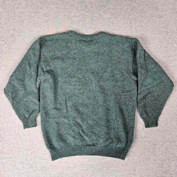 Country Trader Sweater Green Cable Knit Wool Blend Bird Fisherman Great Britain - Picture 2 of 11